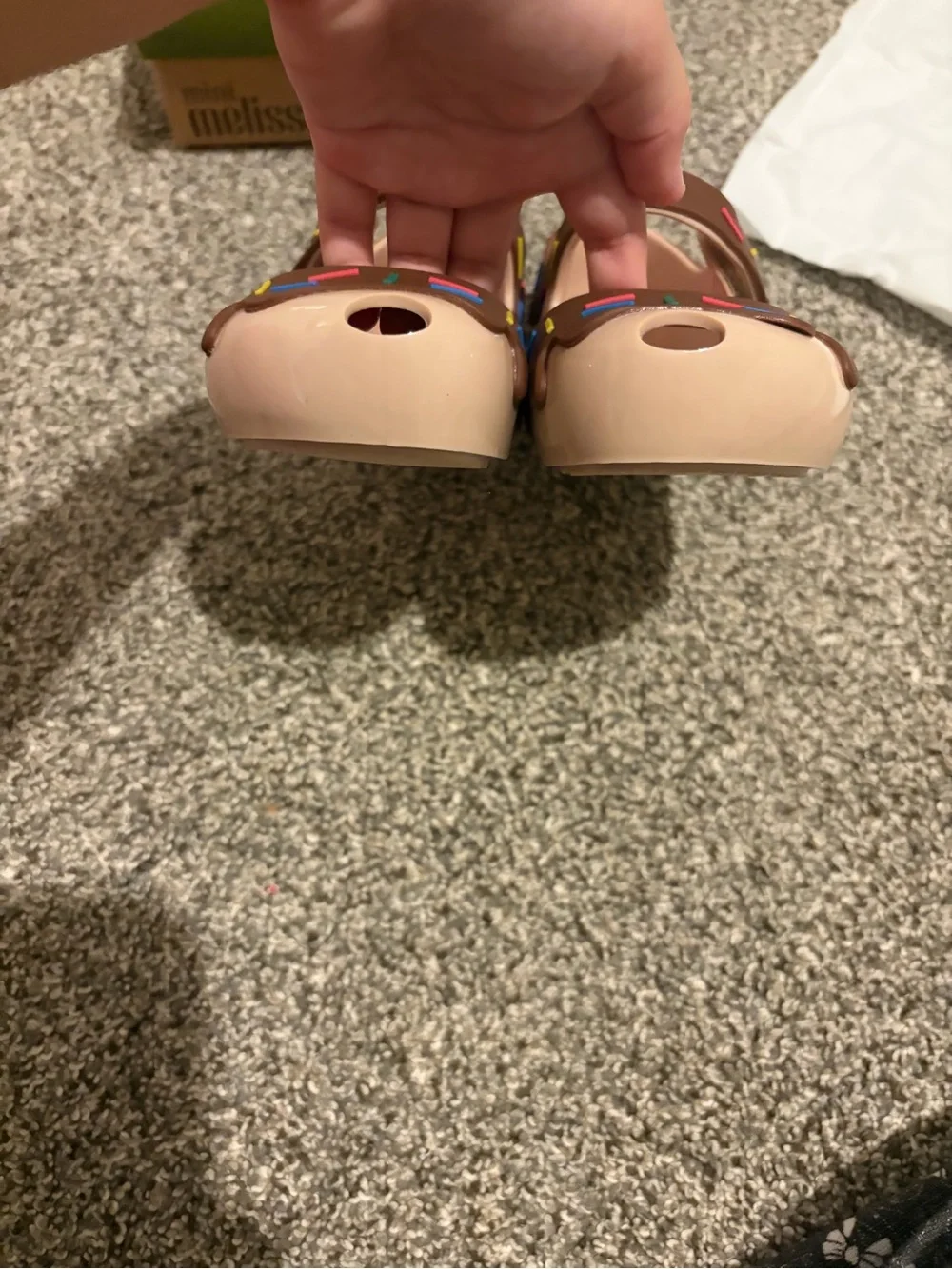 NWB RARE Mini Melissa Brown Donut Mary Jane Shoes with Pink Insole